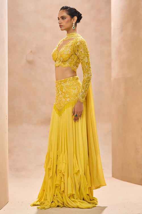 Pipa Yellow Blouse and Frill Skirt Set