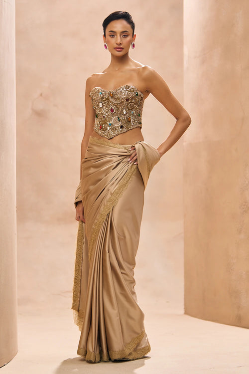 Theisa Bejewelled Corset With Pre Stitched Saree