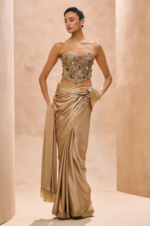 Theisa Bejewelled Corset With Pre Stitched Saree