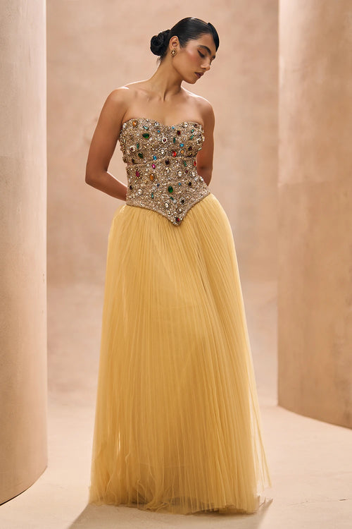Iti Bejewelled Bustier and Tulle Skirt Set