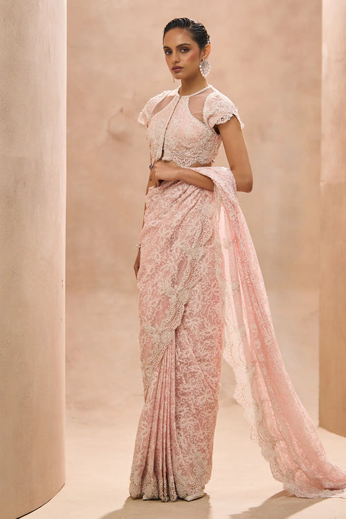 Fiona Baby Pink Pre Stitched Saree Set