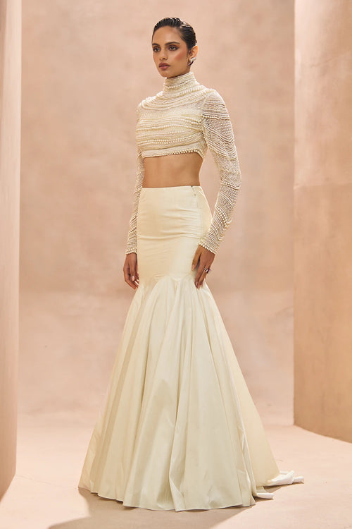 Allora Pearl Blouse With Skirt Set