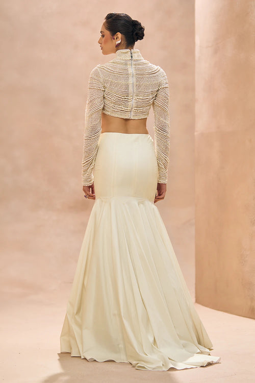 Allora Pearl Blouse With Skirt Set