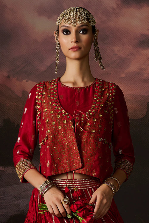 Noor Red Lehenga Set