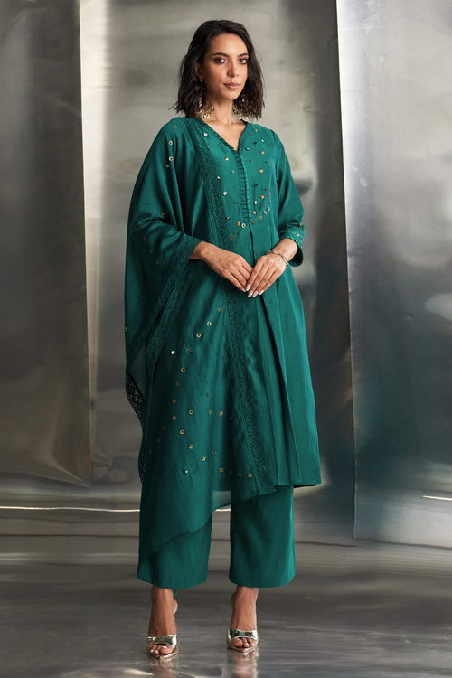 Emerald Green Chanderi Kurta Set