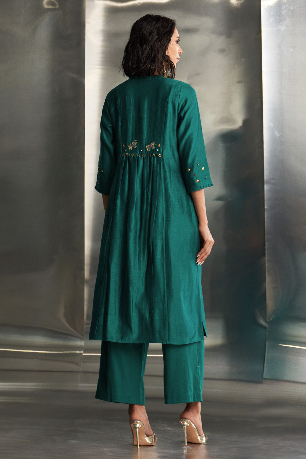 Emerald Green Chanderi Kurta Set