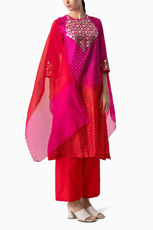 Red Rani Rafi Suit Set