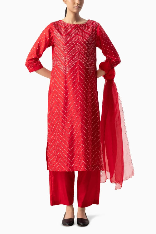 Red Chevron Suit Set