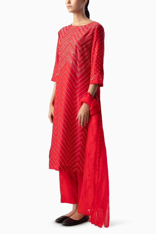 Red Chevron Suit Set