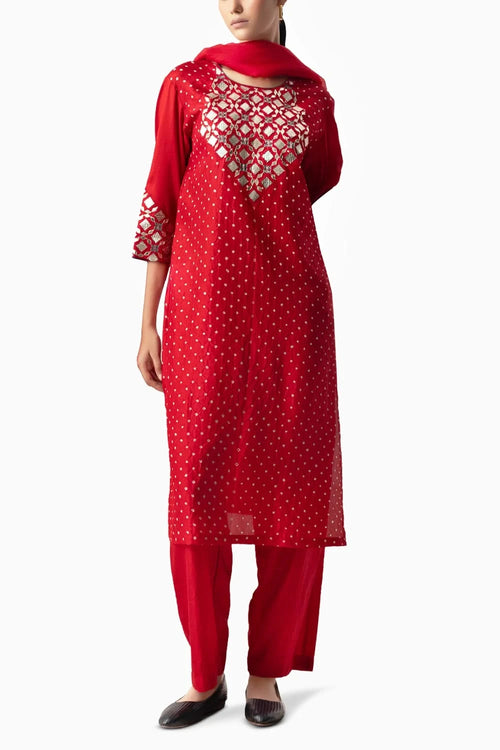 Red Asif Suit Set