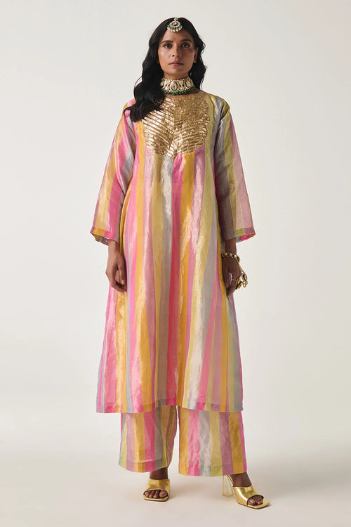 Nazma Pachranga Tissue Kurta Set
