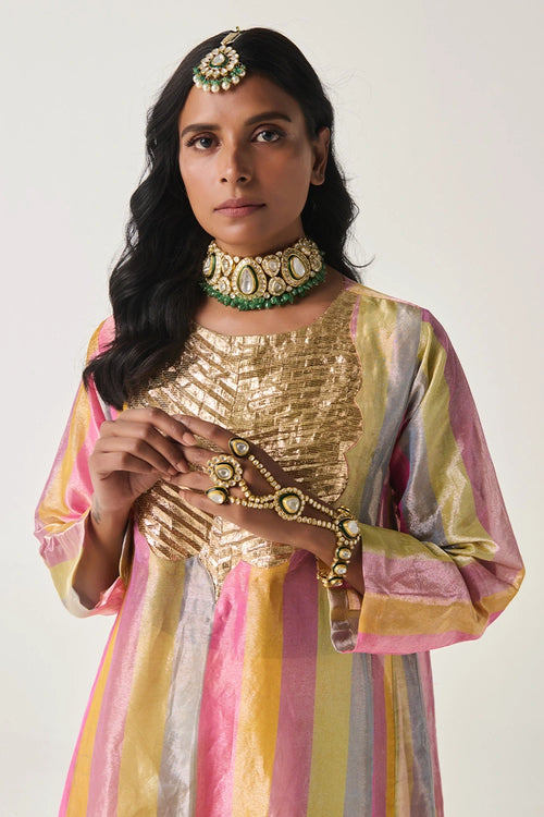 Nazma Pachranga Tissue Kurta Set