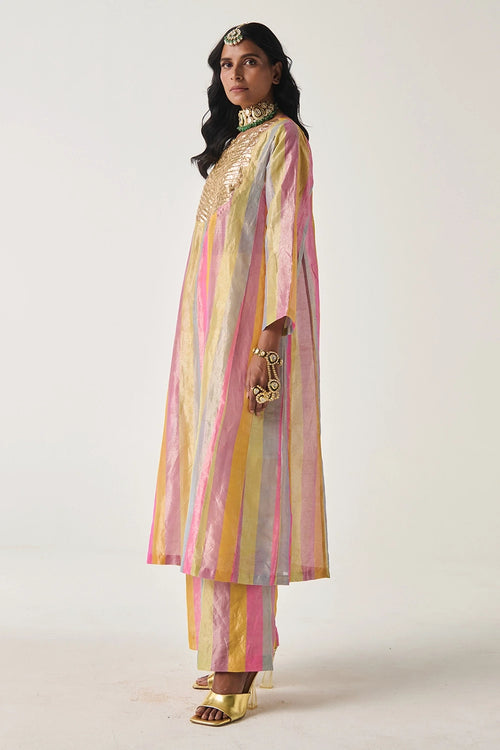 Nazma Pachranga Tissue Kurta Set