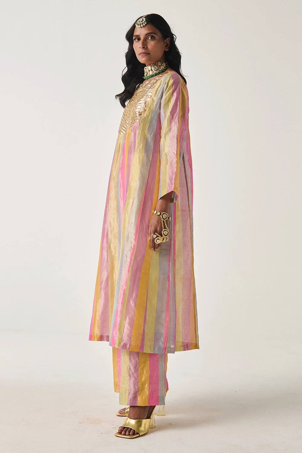 Nazma Pachranga Tissue Kurta Set