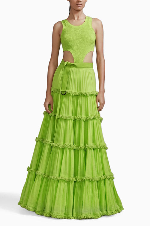 Neon Green Bodysuit-Lehenga Set