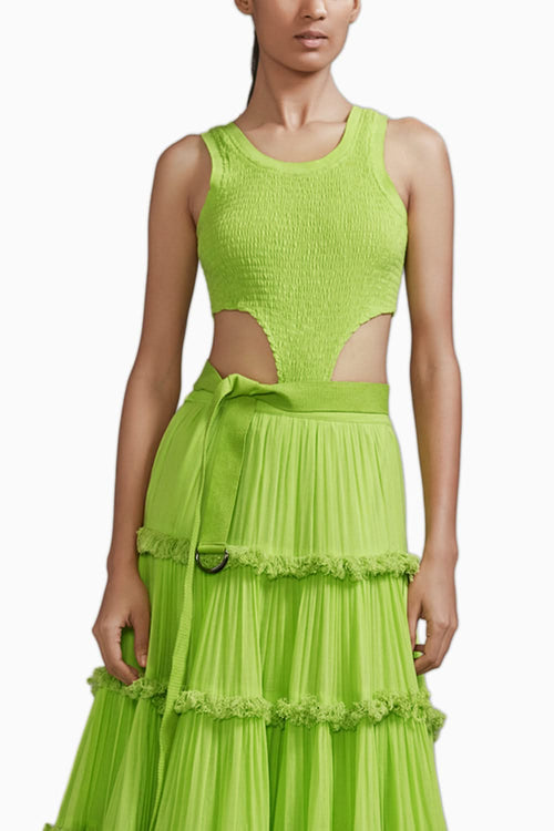 Neon Green Bodysuit-Lehenga Set
