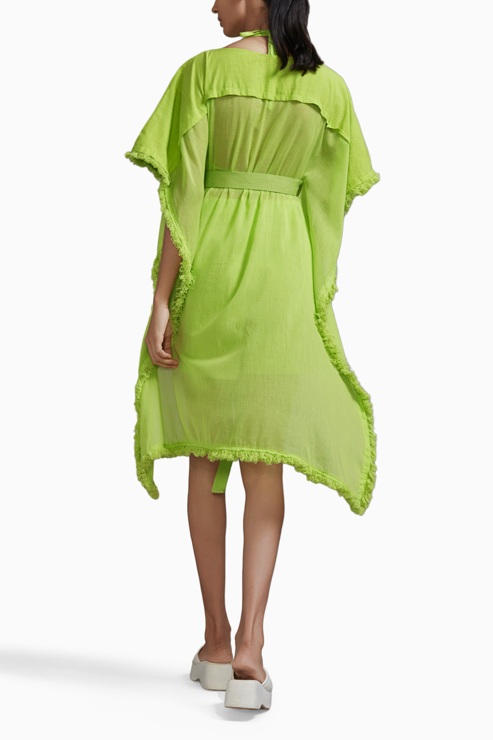 Neon Green Fringed Kaftan Co-Ords Set