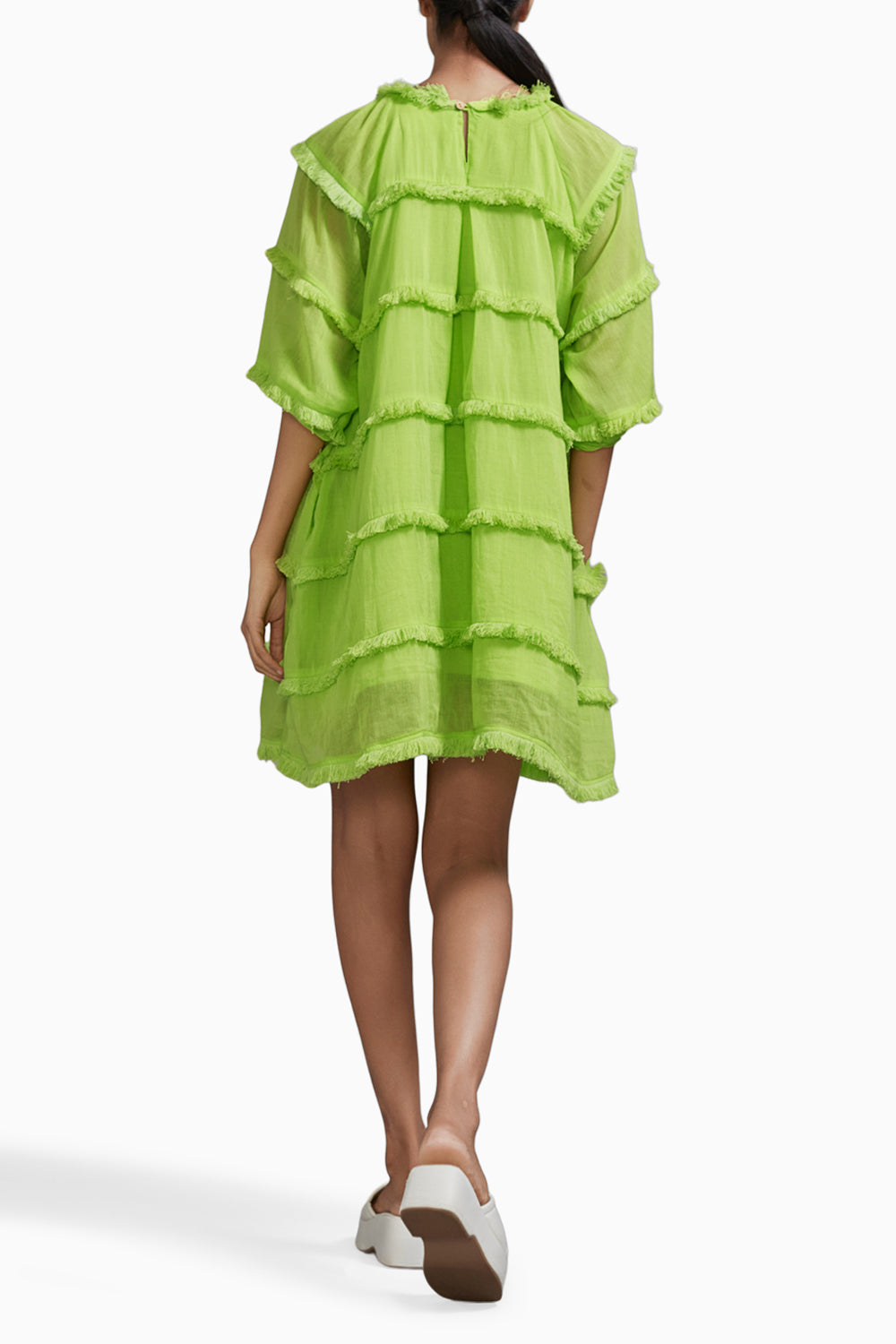 Neon Green Fringed Short Dress