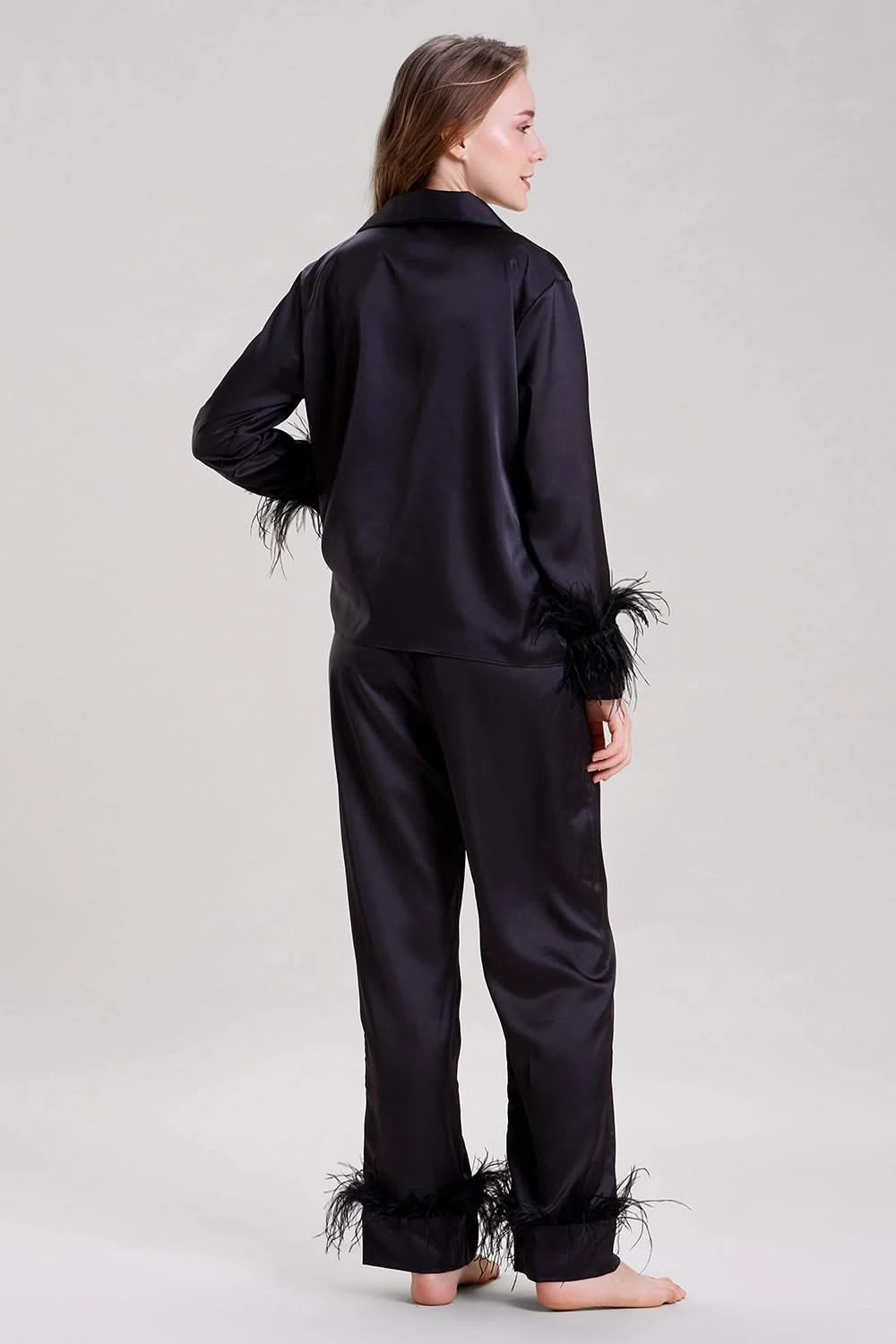 Midnight Black Feather Nightwear Set