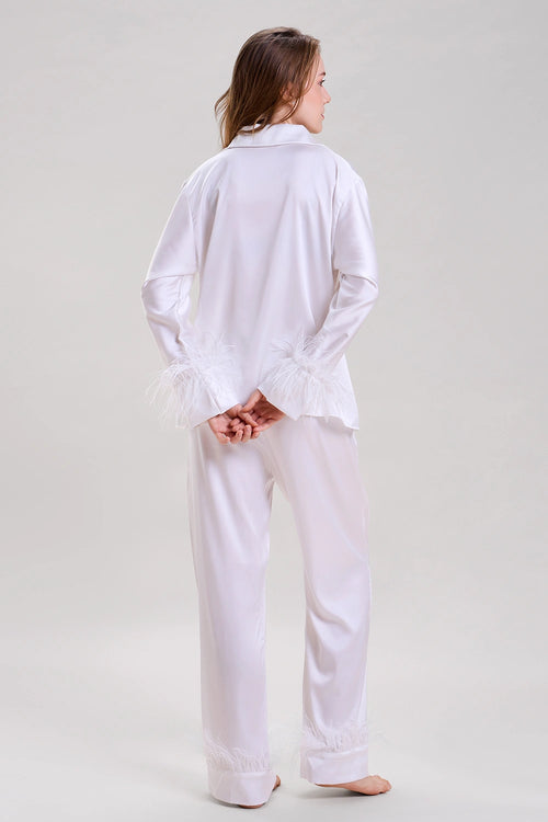 Pearl White Feather Nightwear Set
