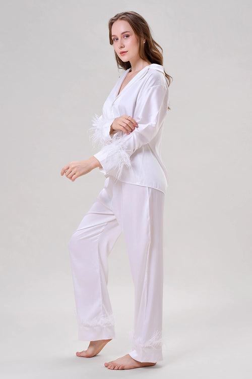Pearl White Feather Nightwear Set