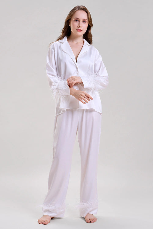 Pearl White Feather Nightwear Set