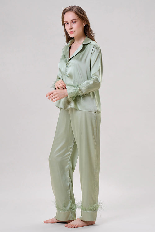 Mint Green Feather Nightwear Set