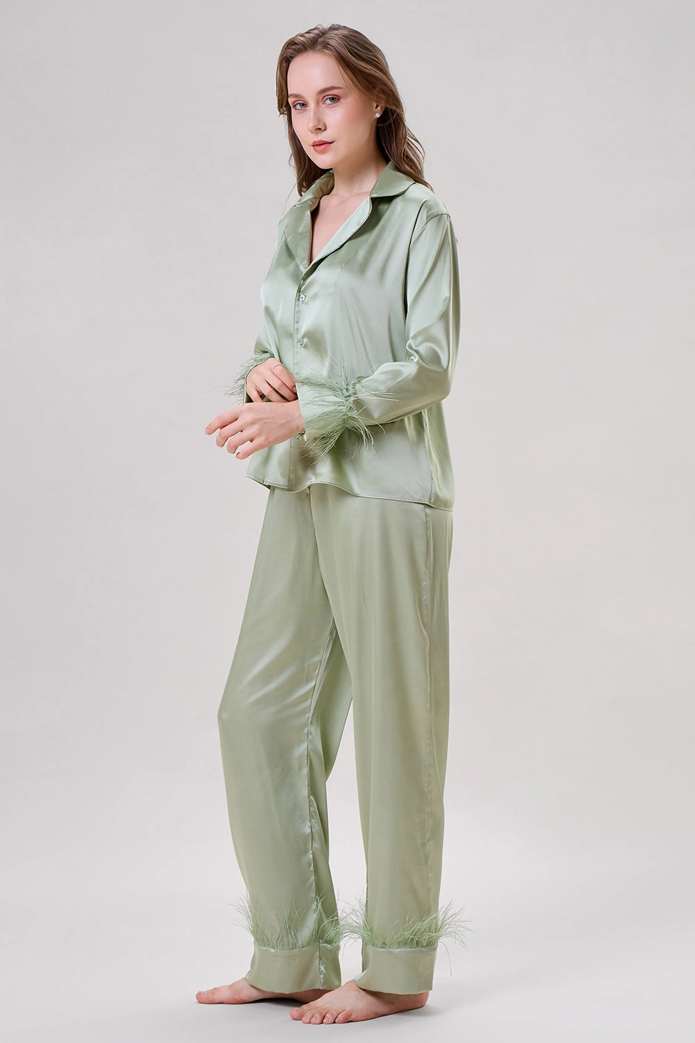 Mint Green Feather Nightwear Set