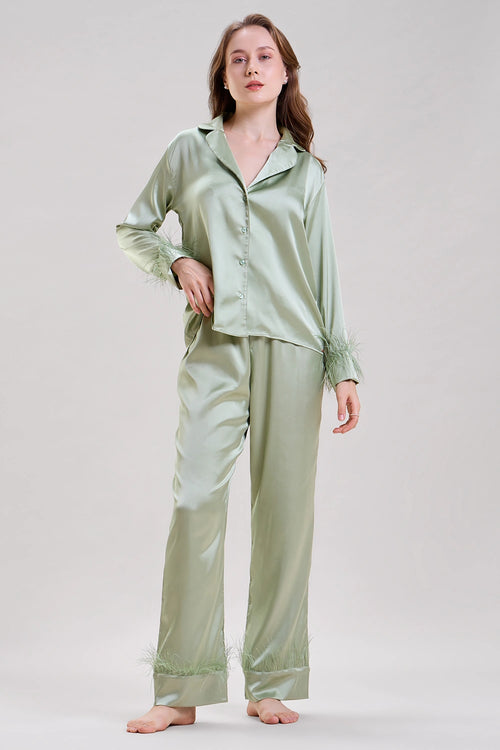 Mint Green Feather Nightwear Set