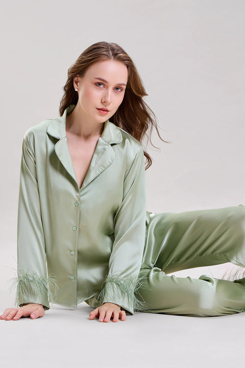 Mint Green Feather Nightwear Set