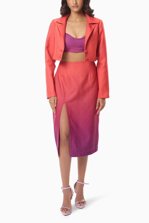 Alyssa Bralette and Skirt with Cropped Blazer