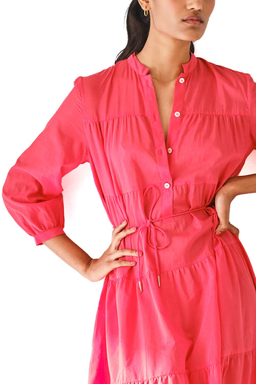 Nimrat Linen Loose Fit Tiered Dress