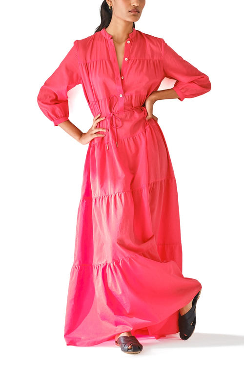 Nimrat Linen Loose Fit Tiered Dress