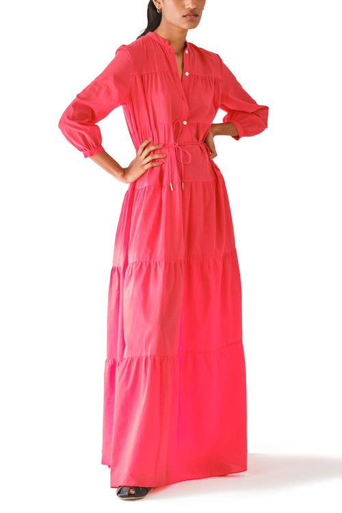 Nimrat Linen Loose Fit Tiered Dress