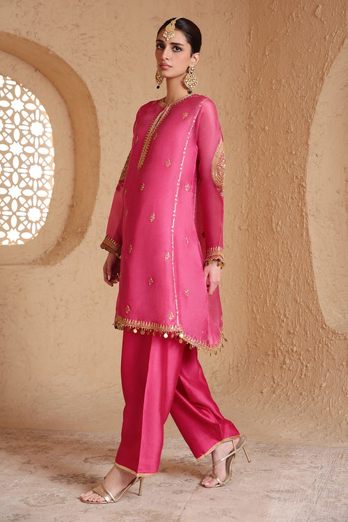 Mehrang Pink Short Pheran Kurta Set