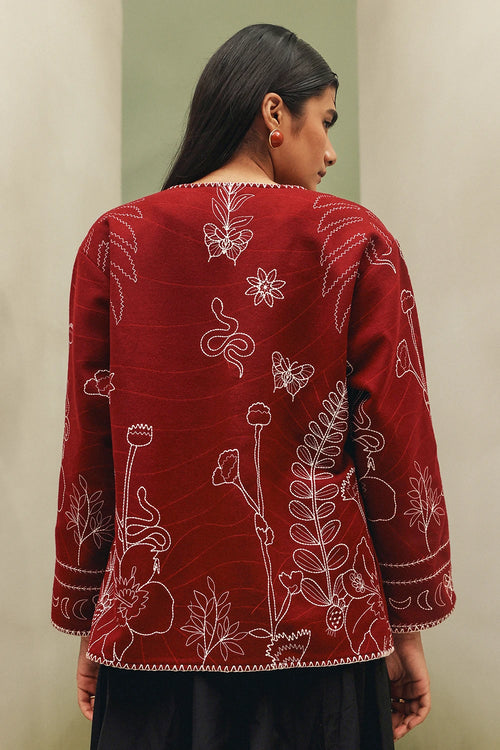 Daria Burgundy Jacket