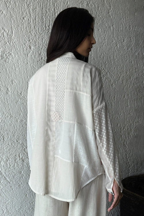 Nomi Patchwork Ecru Shirt with Slip