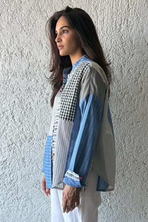 Nomi Patchwork Blue Shirt