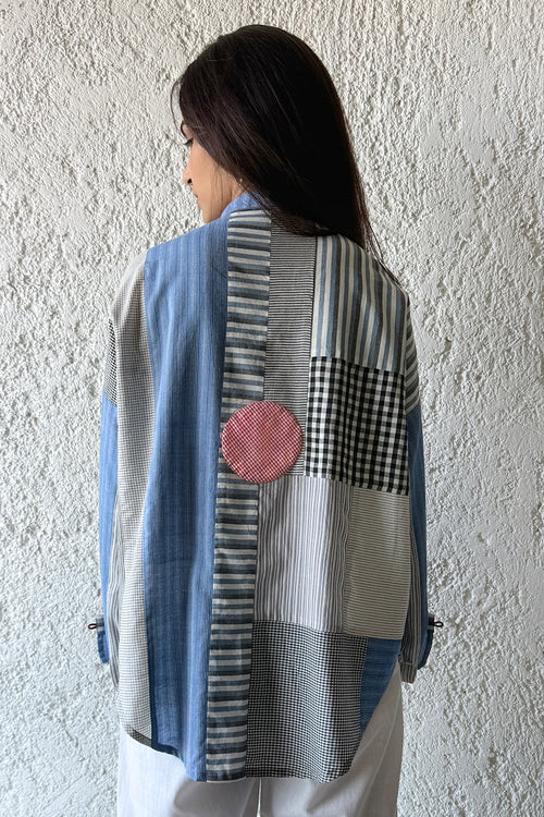 Nomi Patchwork Blue Shirt