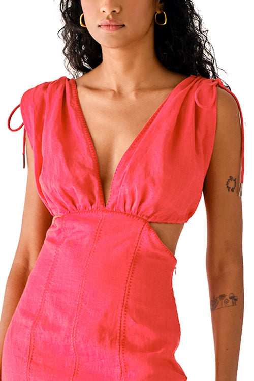 Nysa Linen Drawstring Short Dress