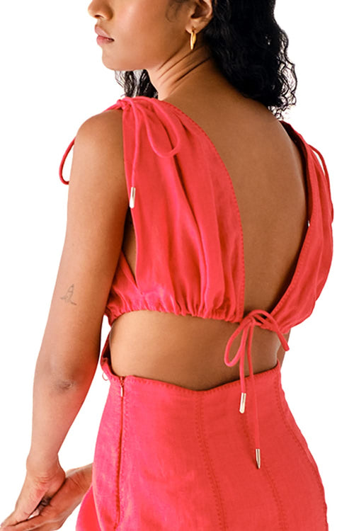 Nysa Linen Drawstring Short Dress