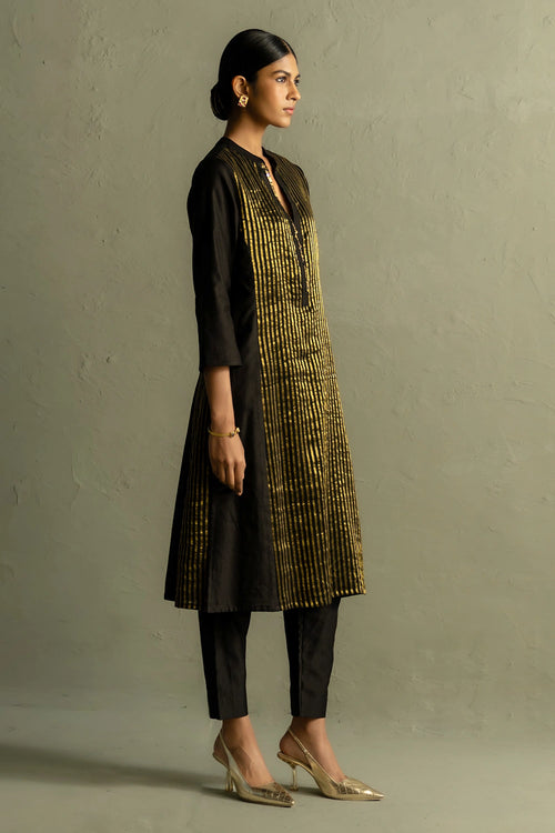 Ojas Black Tissue Kurta Set