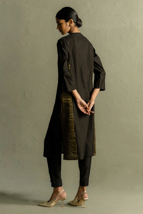 Ojas Black Tissue Kurta Set