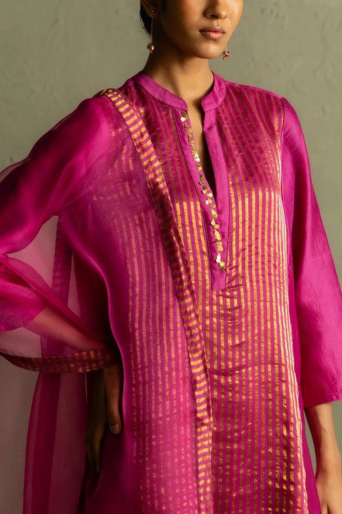 Ojas Pink Tissue Kurta Set