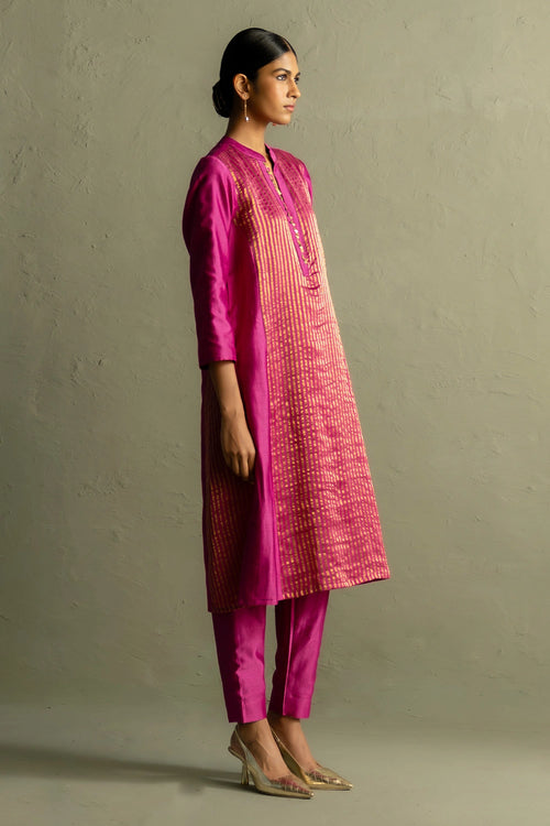 Ojas Pink Tissue Kurta Set
