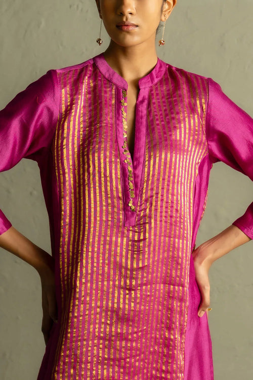 Ojas Pink Tissue Kurta Set