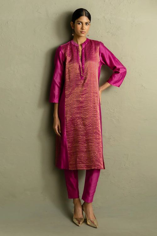 Ojas Pink Tissue Kurta Set