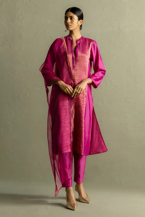 Ojas Pink Tissue Kurta Set