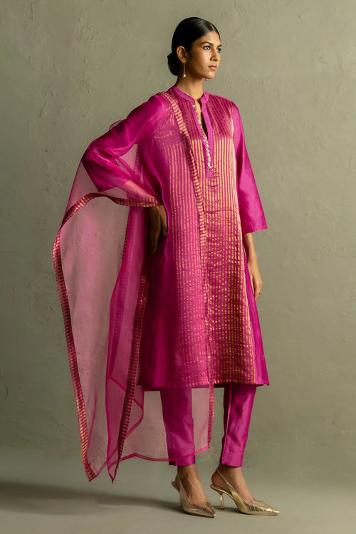 Ojas Pink Tissue Kurta Set