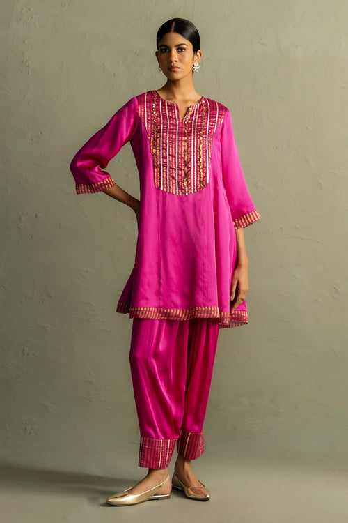 Ojas Flared Short Kurta with Salwar